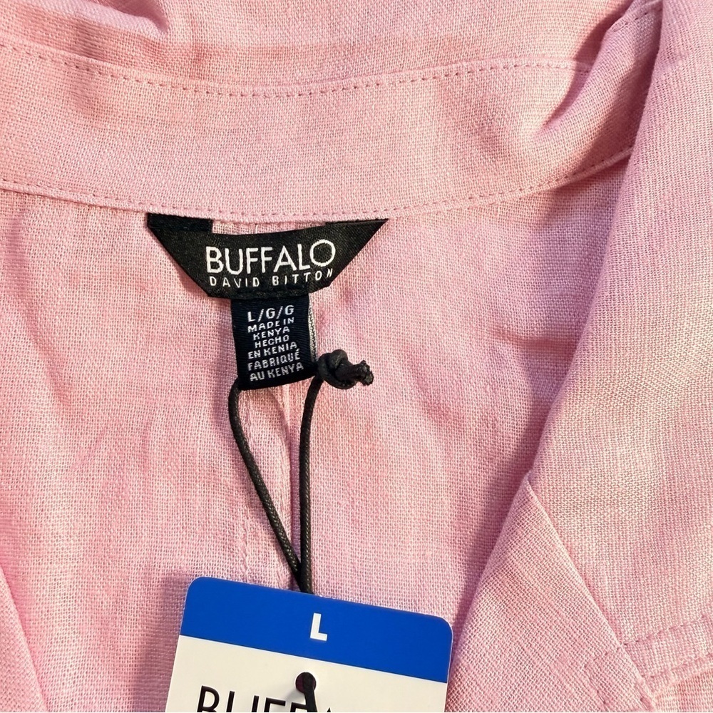 Buffalo David Bitton Pink Linen Blend Button-Up Shirt L NWT - Picture 2 of 9